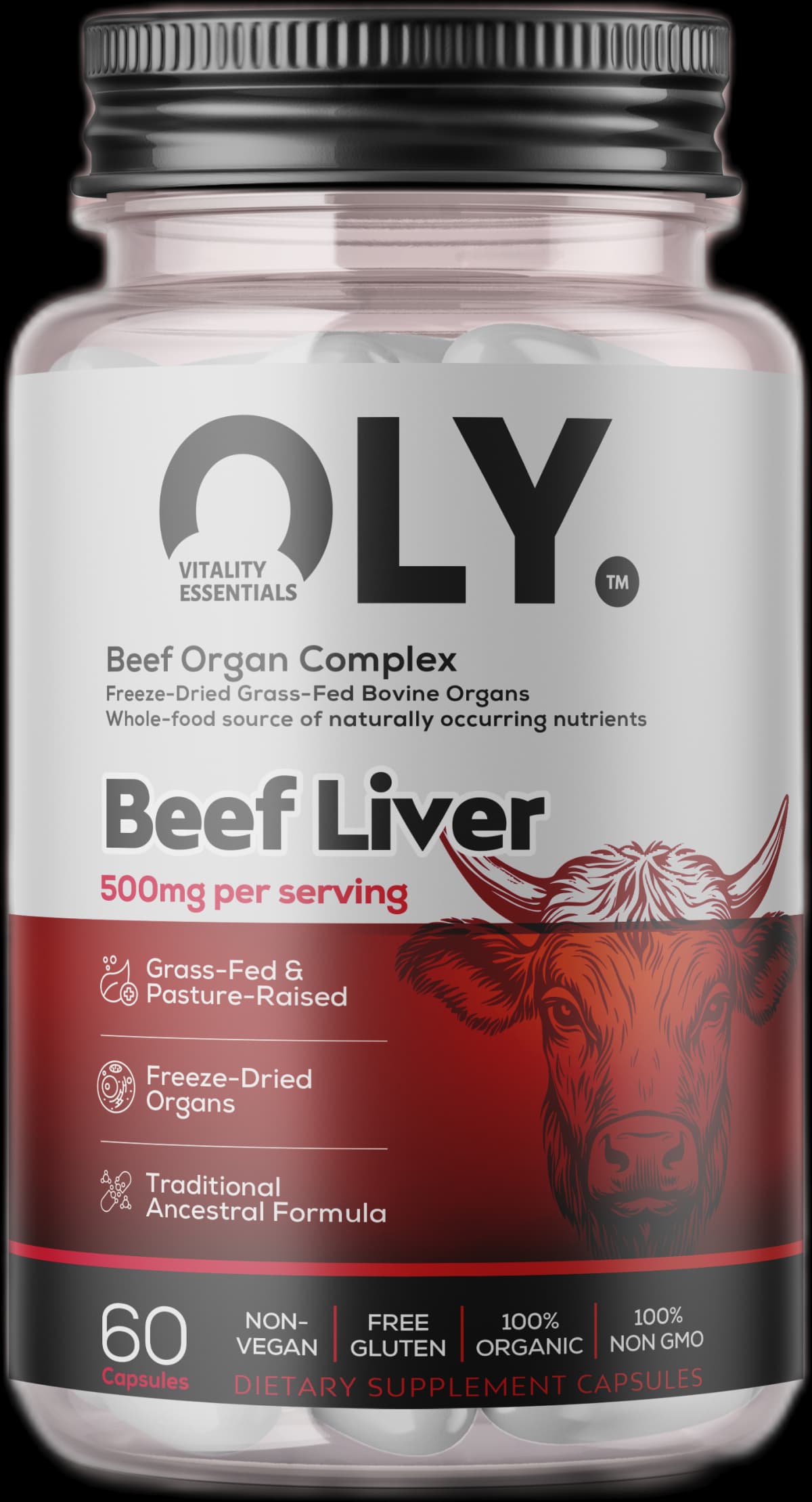 Oly - Beef Liver - 500 mg - 60 caps – Oly förpackning