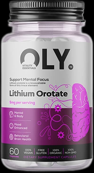 Oly - Lithium Orotate - 5mg - 60 vcaps – Oly förpackning