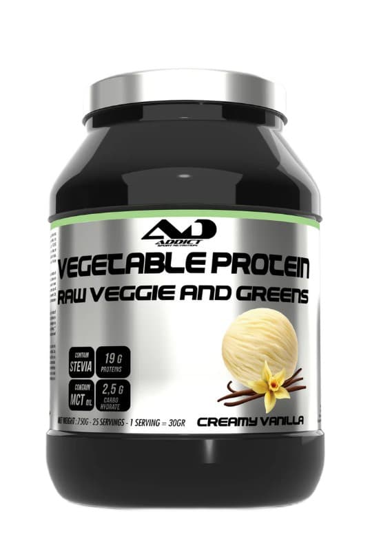 Addict Sport Nutrition (ADD) - Vegetable Protein Raw Veggie & Greens Vanilla 750g – Addict Sport Nutrition förpackning