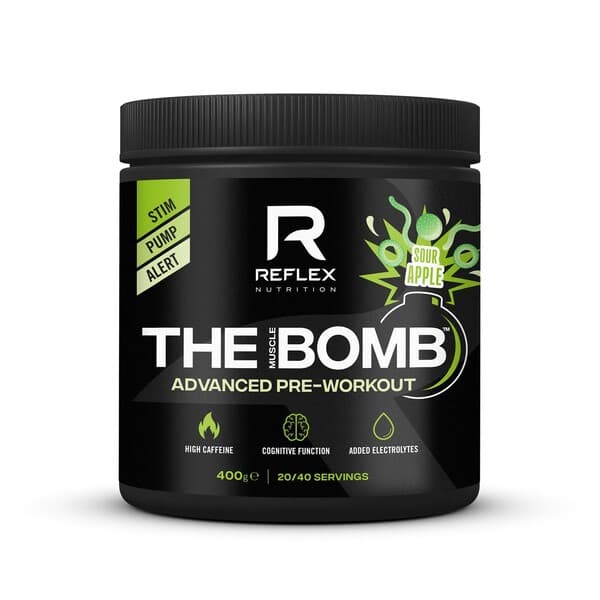 Reflex Nutrition - The Muscle Bomb, Sour Apple - 400g – Reflex Nutrition förpackning