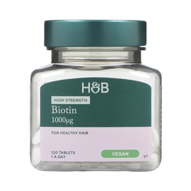 Holland & Barrett - Biotin, 1000mcg (Ean 5059604681707) - 120 Tabs – Holland & Barrett förpackning