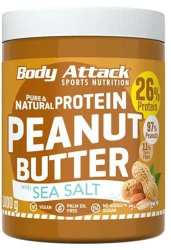 Body Attack - Pure & Natural Protein jordnötssmör - 1000 g – Body Attack förpackning