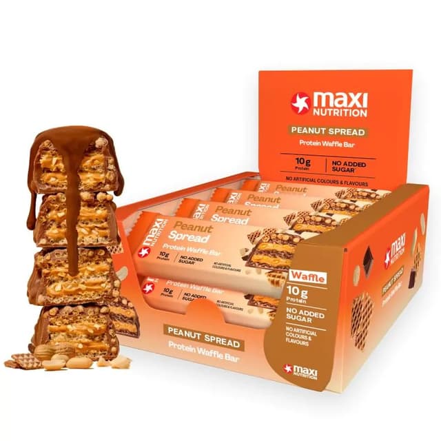 MaxiNutrition - Proteinvaffelbar - Jordnøddesmør, 12 × 40 g – MaxiNutrition