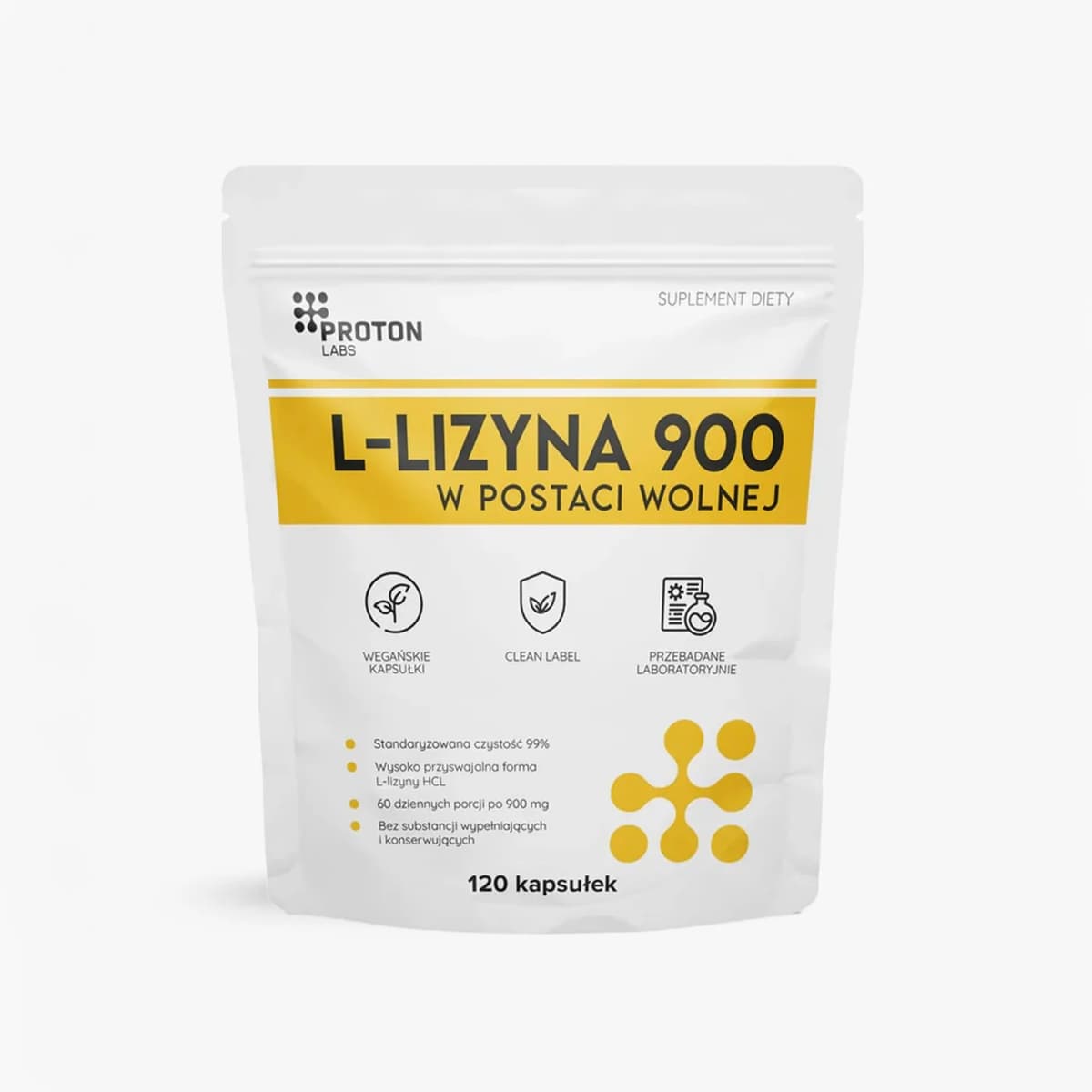 PROTON LABS - L-Lysine HCL 120 Capsules – PROTON LABS förpackning