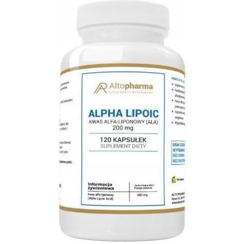Altopharma - Alpha Lipoic Acid ALA 200mg - 120 Capsules – Altopharma förpackning