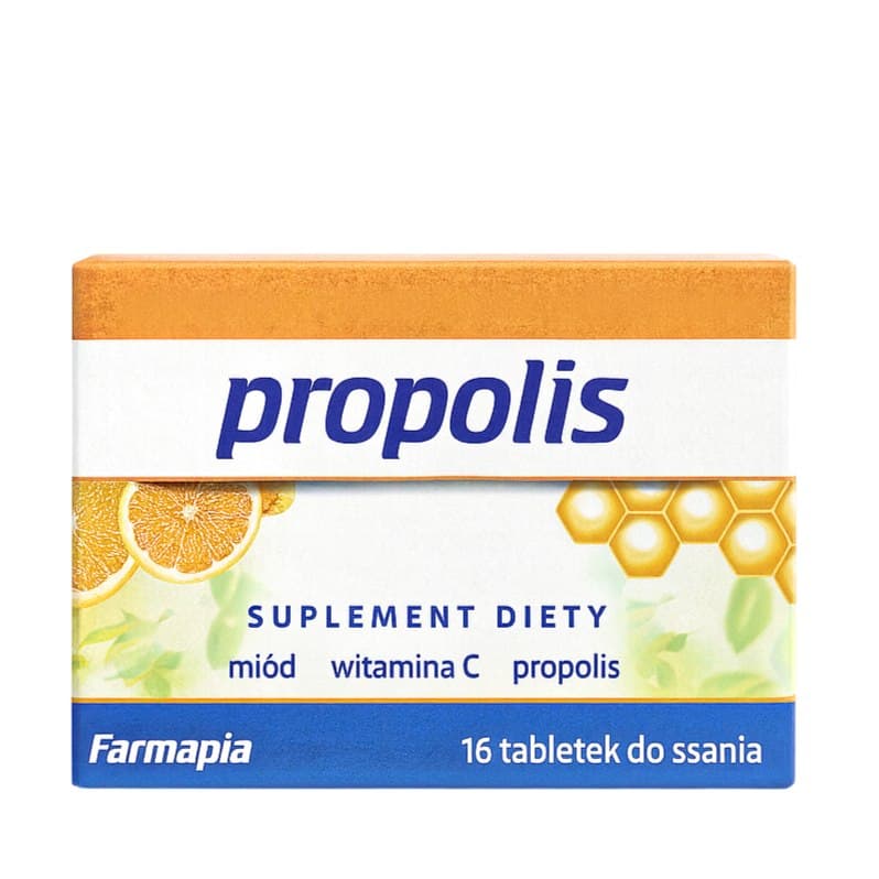 FARMAPIA - Propolis, miód, witamina C tabletki do ssania 16 szt. FARMAPIA