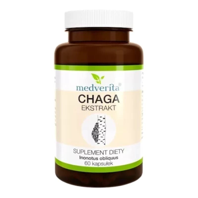 Medverita - Chaga Ekstrakt 400mg - 60 Kapsler – Medverita emballage