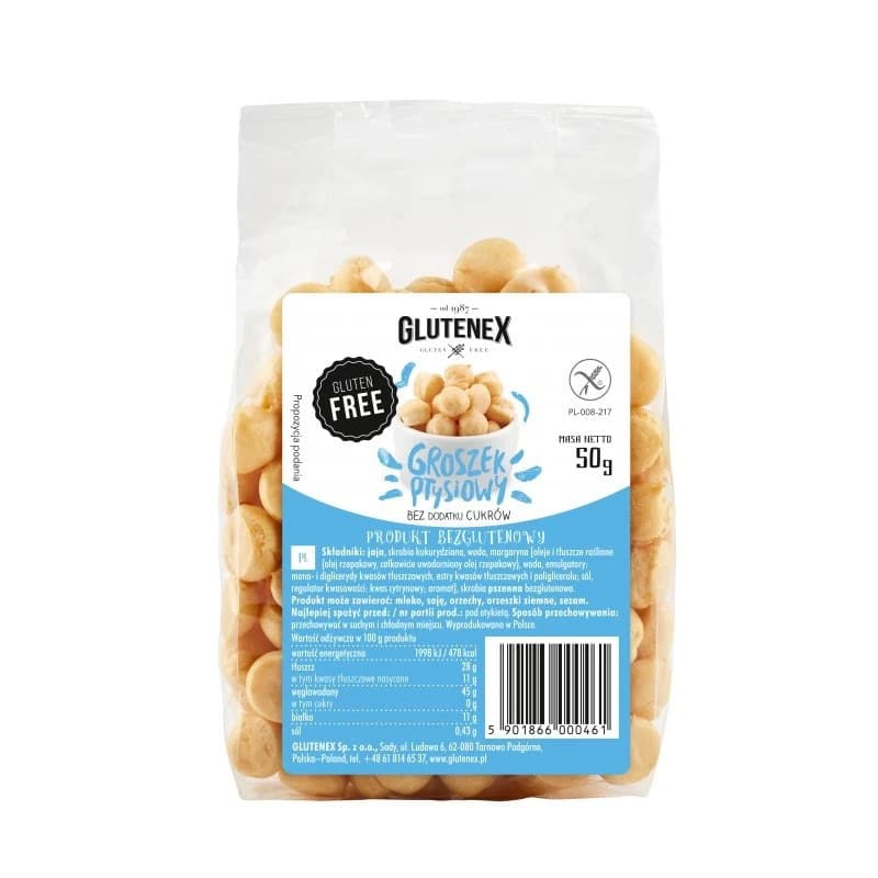 Glutenex - Pea Puffs - 50g – Glutenex förpackning