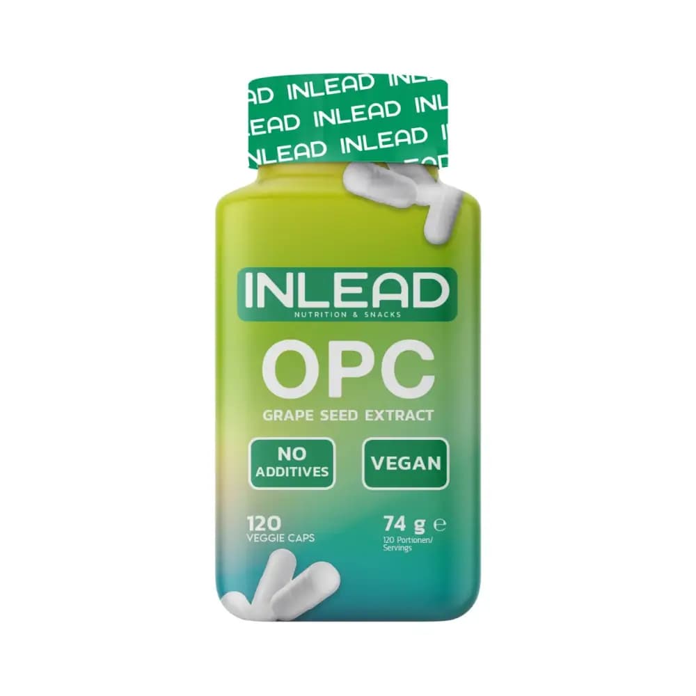 Inlead - OPC Grape Seed Extract - Unflavoured - 120 veggie caps / 74g – Inlead förpackning