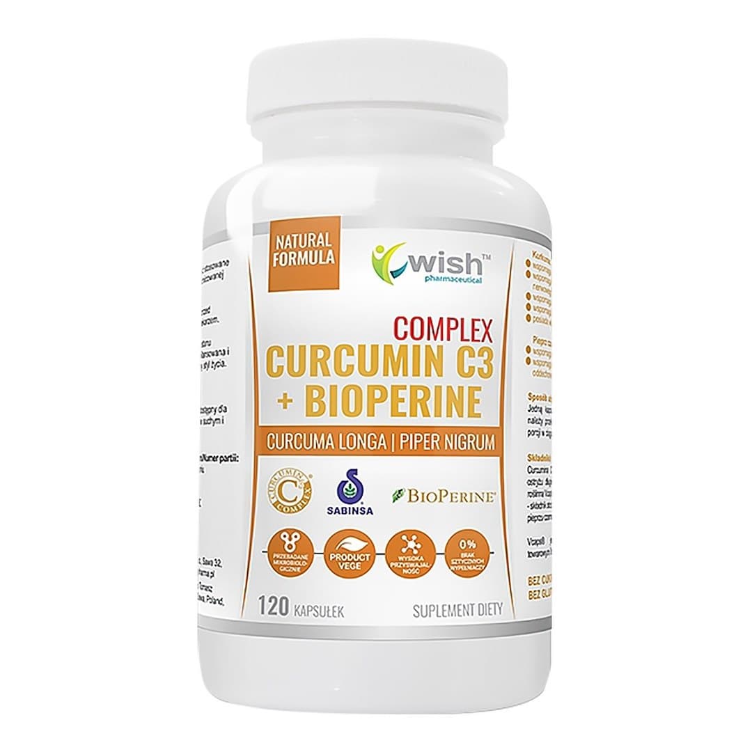 Wish - Curcumin C3 + Bioperine 120 kapsler – Wish emballage