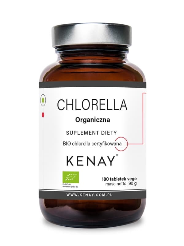 Kenay - Ekologisk chlorella - 180 tabletter, 90 g nettovikt – förpackning