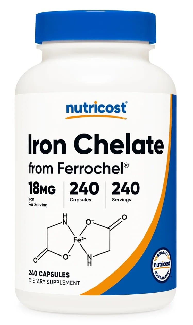 Nutricost - Iron Chelate 18mg - 240 Capsules – Nutricost förpackning