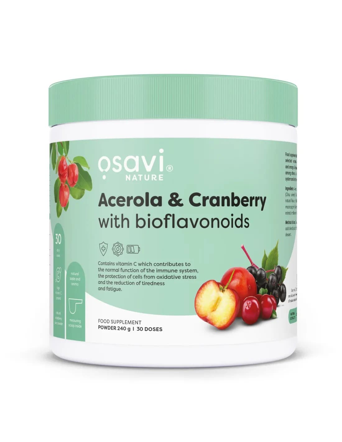 Osavi - Acerola with Cranberry and Bioflavonoids 240g – Osavi förpackning