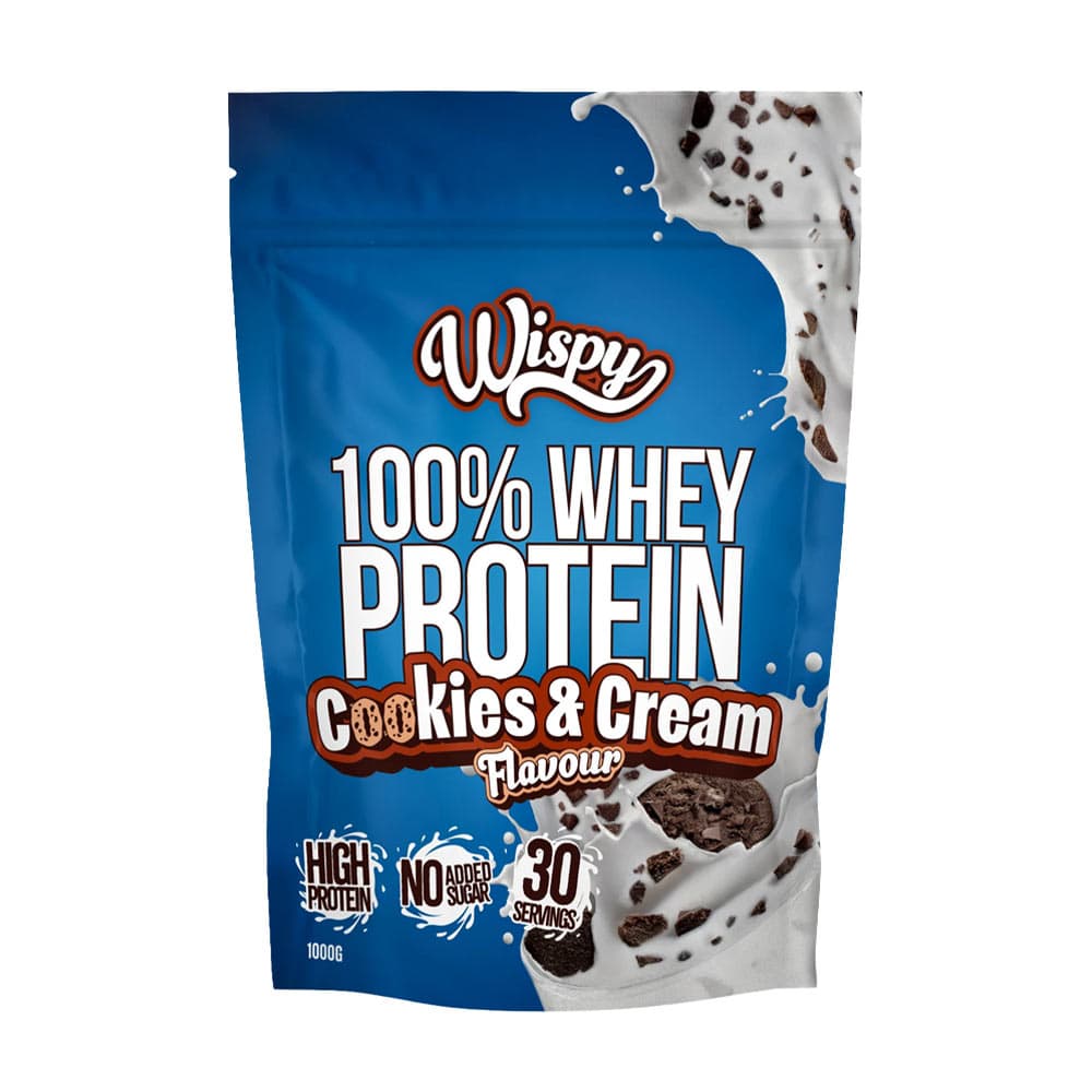 Wispy - Whey Protein Cookies & Cream - 1000g – Wispy förpackning