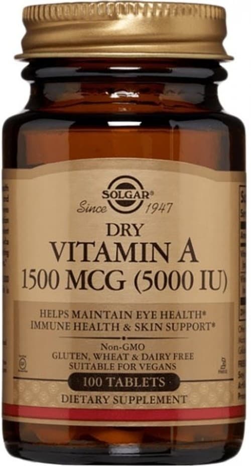 Solgar - Dry Vitamin A - 5000IU (100 Tabs) – Solgar förpackning