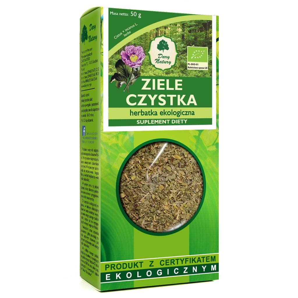Dary Natury - Organic Cistus Incanus Tea 50g – Dary Natury förpackning