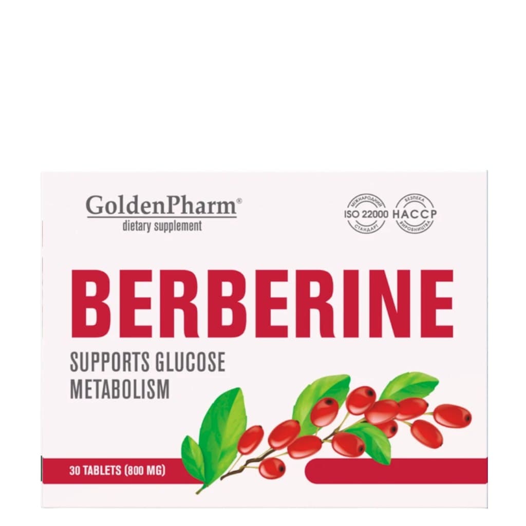 GoldenPharm - Berberine - 30 tablets – GoldenPharm förpackning