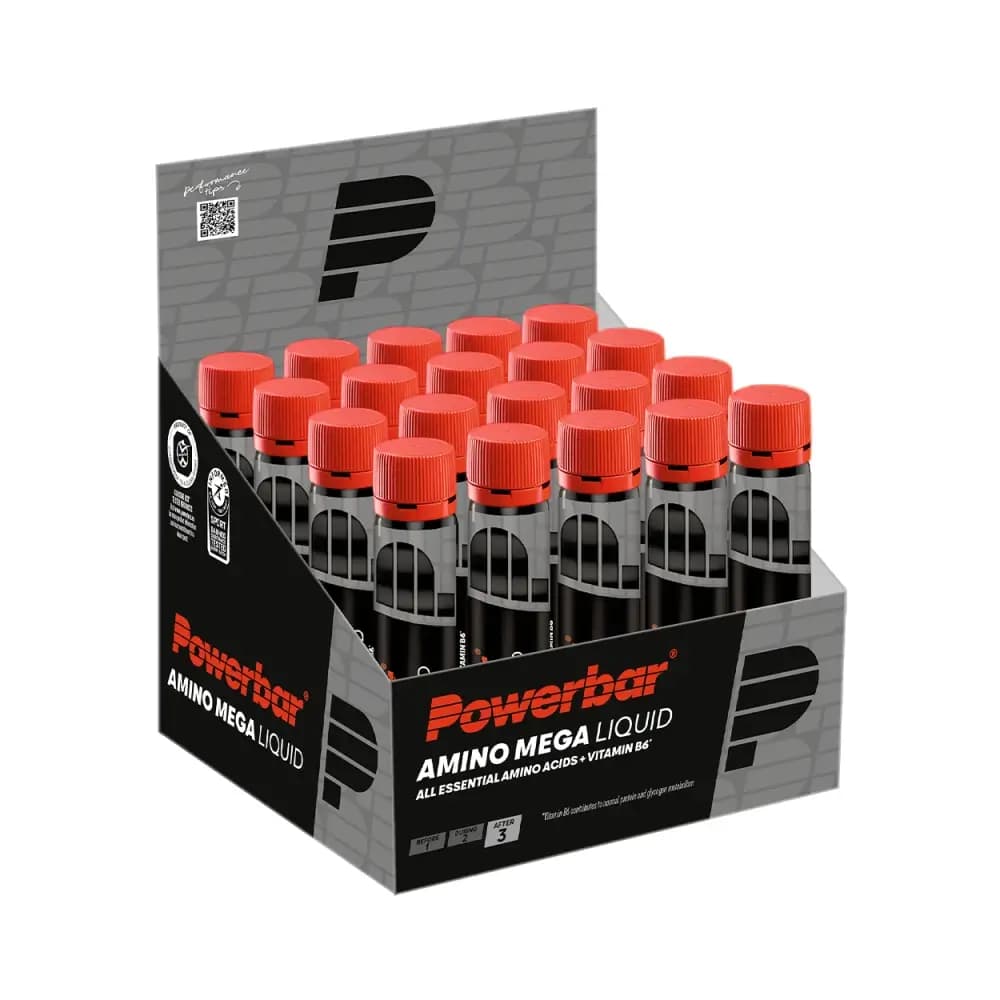 POWER - Amino Mega Liquid Ampoules (20x25ml) - Unflavoured – Powerbar förpackning