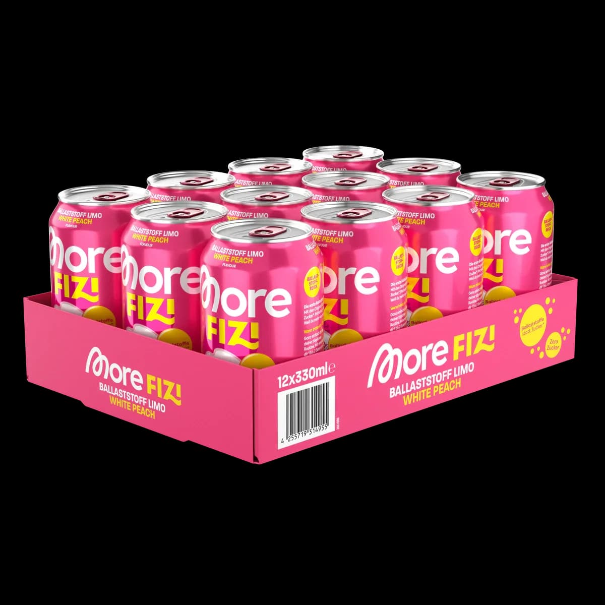 More - Nutrition FIZI - Vit persika, 12 × 330 ml – More förpackning