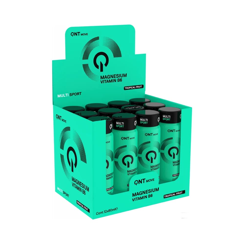 QNT - Magnesium Sport Shot (12x80ml) - Tropical Fruit – QNT förpackning