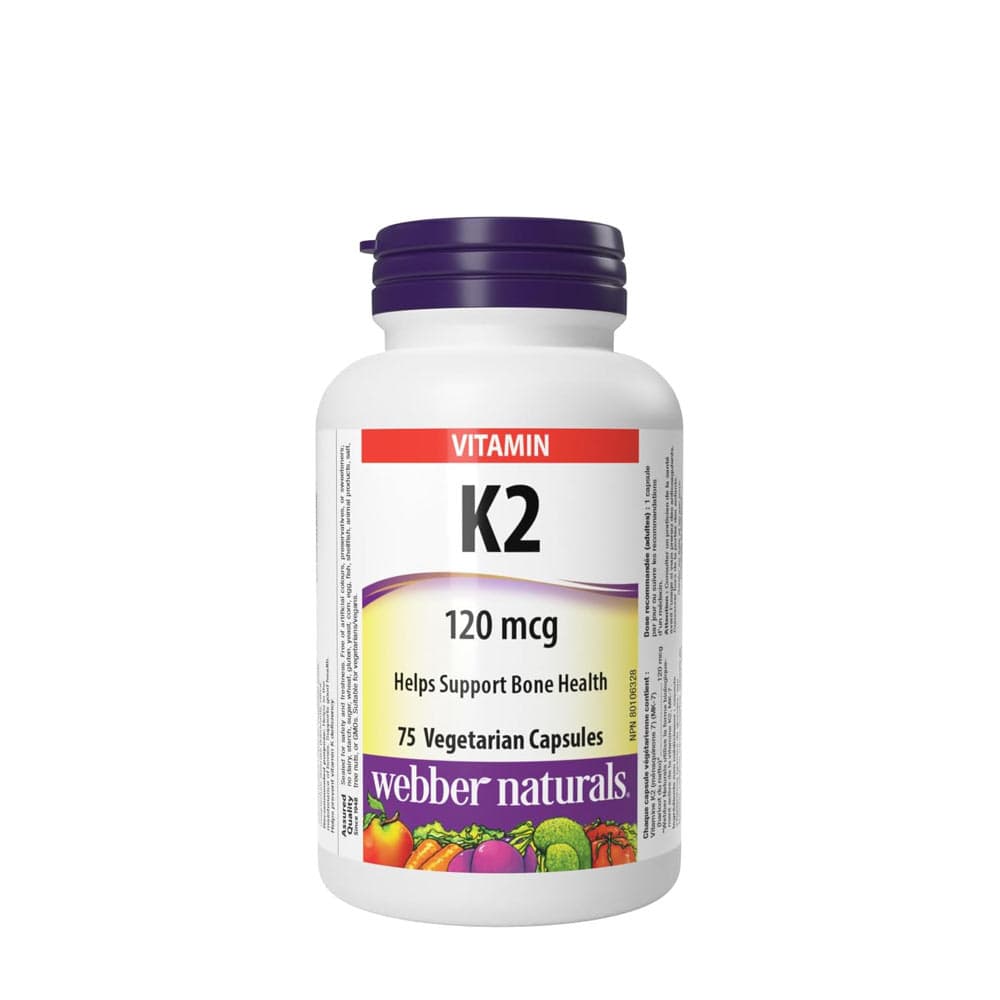 Webber Naturals Vitamin K2 120 mcg - 75 Capsules – Webber Naturals förpackning