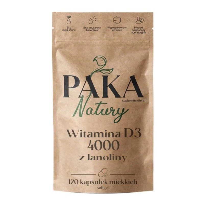 Paka Natury - Vitamin D3 - 120 Caps – Paka Natury förpackning