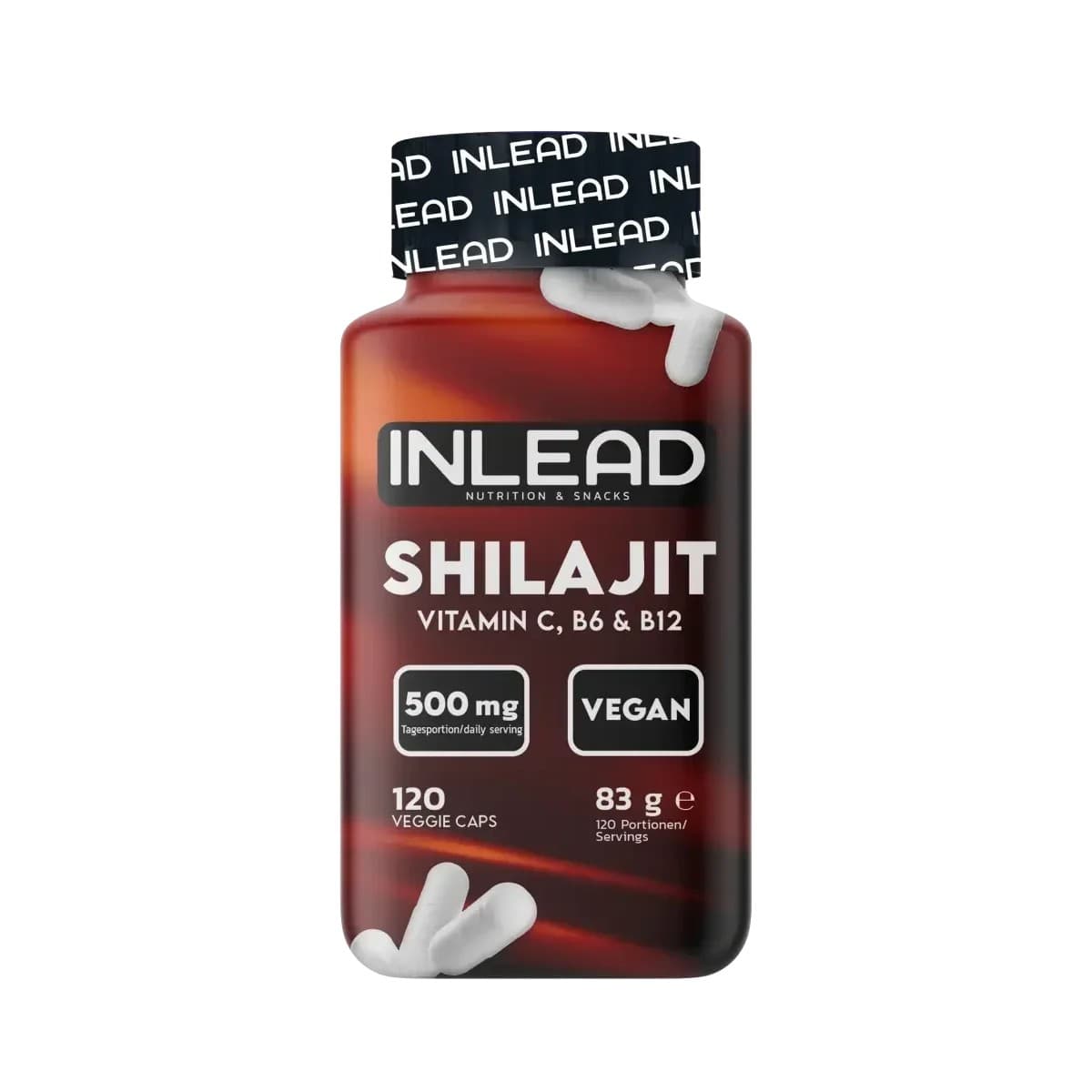 Inlead - Shilajit - Neutral, 120 vegetabilske kapsler (83 g) – emballage