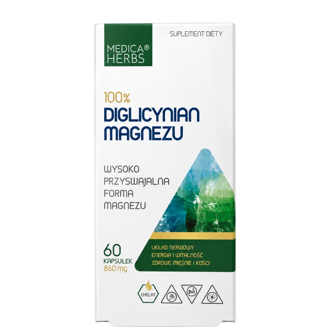Medica Herbs - Magnesiumdiglycinat 100% - 60 Kapsler – Medica Herbs emballage