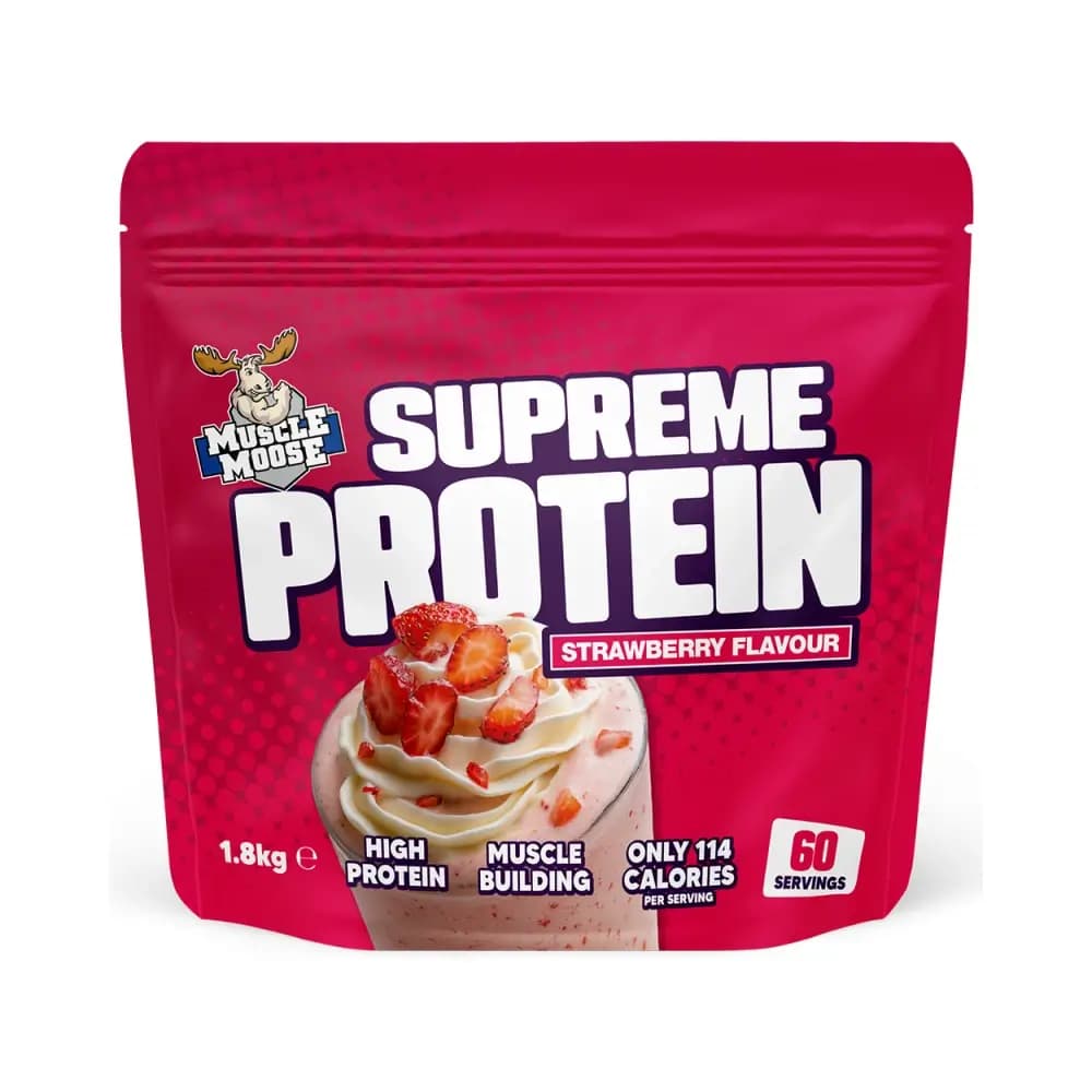 Muscle Moose - Supreme Protein - Strawberry - 1.8kg – Muscle Moose förpackning