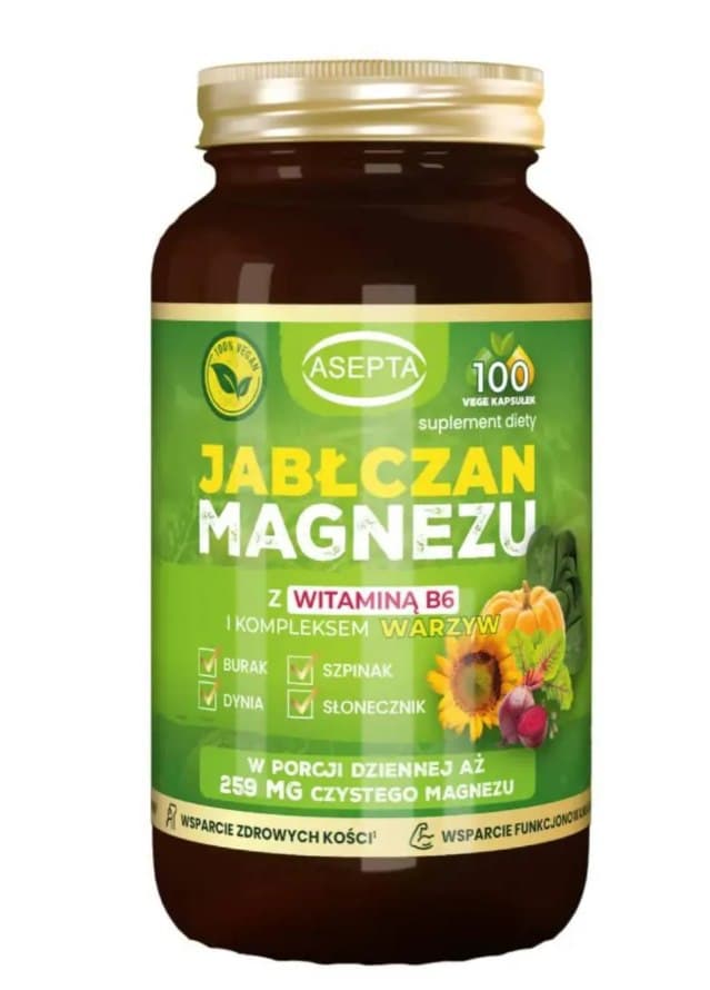 Asepta - Magnesiummalaatti, B6-vitamiini ja kasviaineskompleksi – Asepta pakkaus
