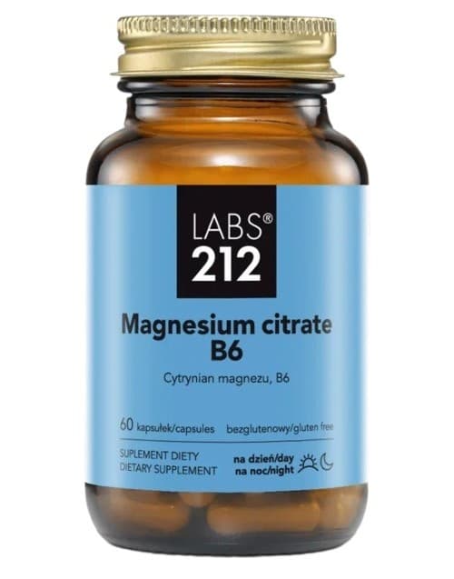 LABS 212 - Magnesiumsitraatti ja B6-vitamiini - 60 kapselia – LABS 212 pakkaus