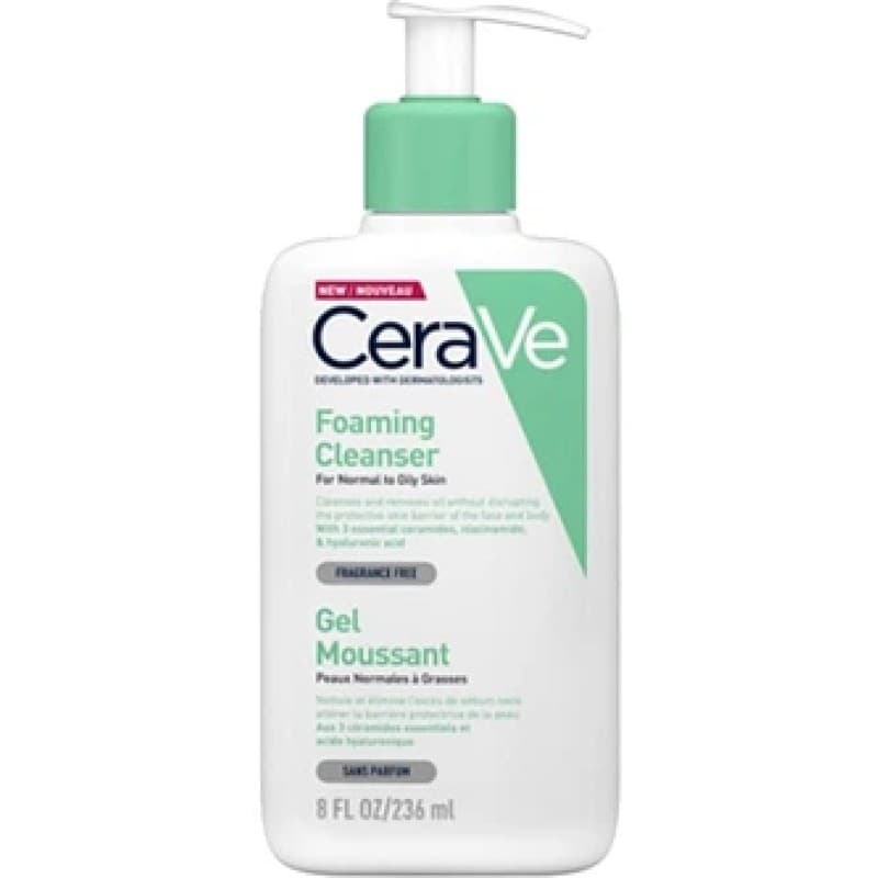 Serica - CeraVe Vaahdotava Puhdistusaine Normaali- ja Rasvaiselle Iholle 236 ml – CeraVe pakkaus