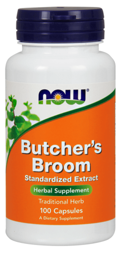 NOW Foods - Butcher's Broom (Ruszczyk kolczasty) 100 kapsler vegansk – NOW Foods emballage