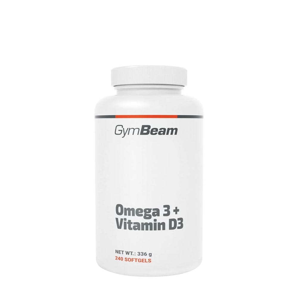 GymBeam Omega 3 + Vitamin D3 - 240 Softgels – GymBeam förpackning
