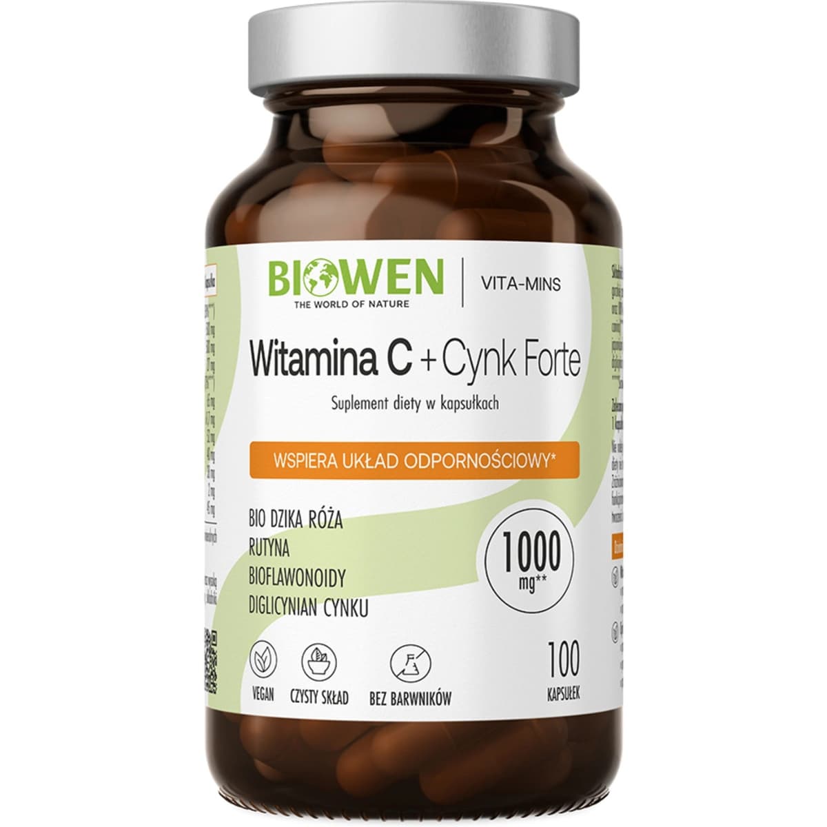 Biowen - Vitamin C och zink Forte - 100 kapslar – förpackning