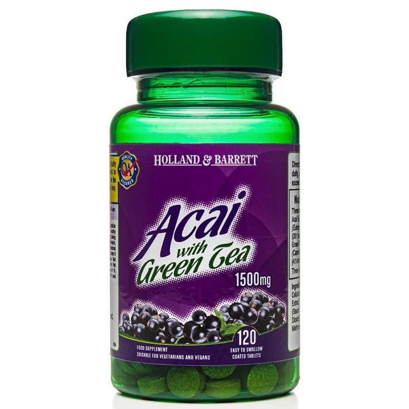 Holland & Barrett - Acai with Green Tea - 120 Tablets – Holland & Barrett förpackning