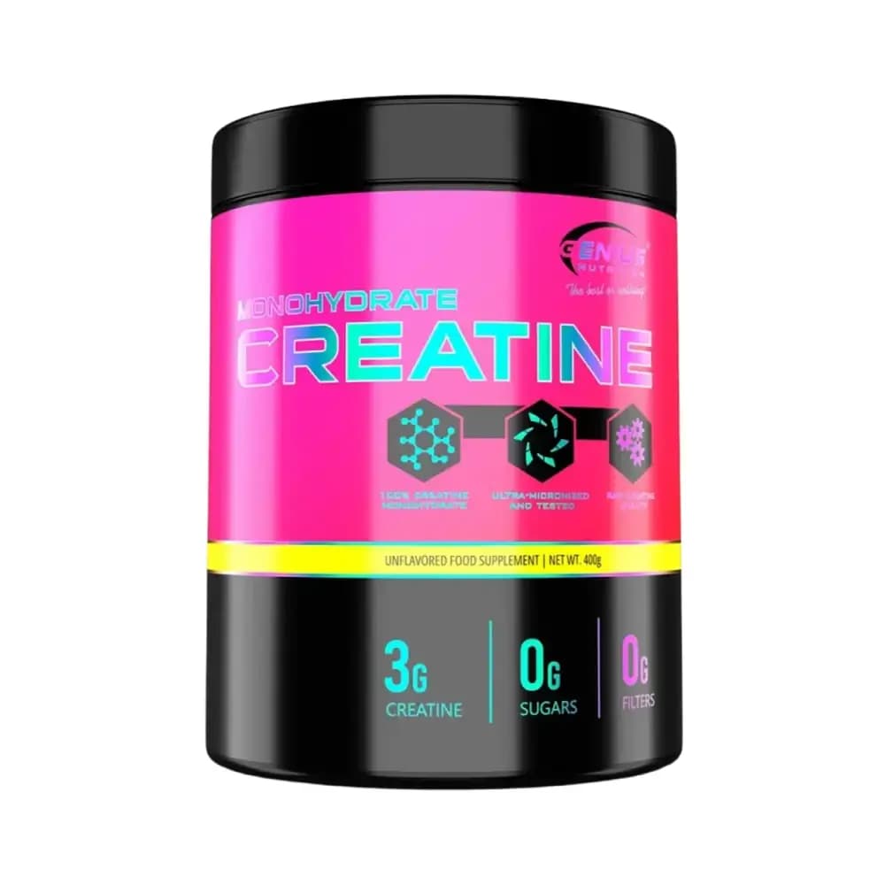 Genius Nutrition - Creatine Monohydrate - Unflavoured - 400g – Genius Nutrition förpackning