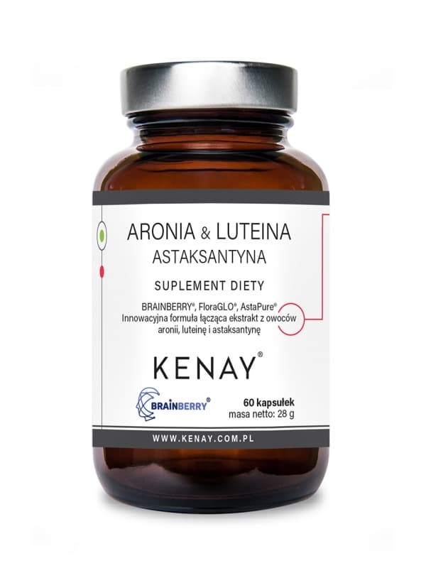 Kenay - Aronia, lutein och astaxantin - 30 kapslar – förpackning