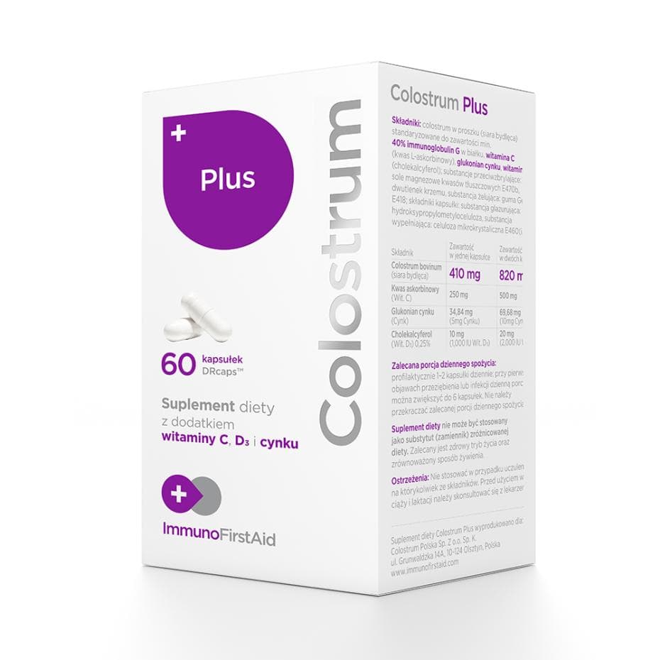 Colostrum Polska - Colostrum Plus - 60 Caps – Colostrum Polska förpackning