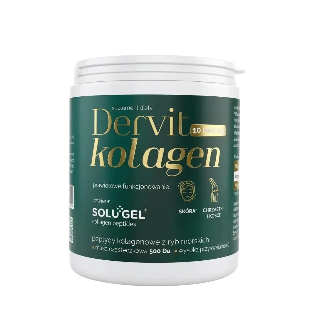 Dervit Kolagen rybi hydrolizowany 10000 mg 300 g – Dervit förpackning