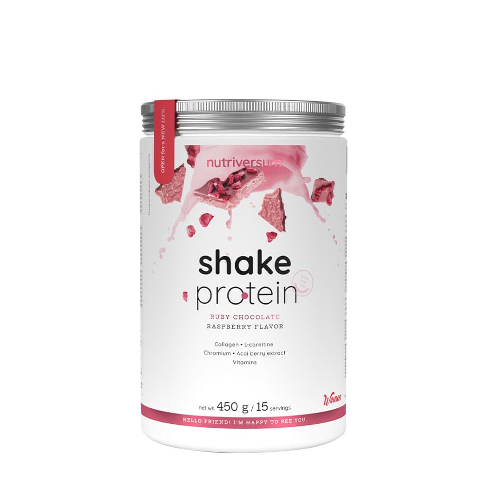 Nutriversum - Shake Protein, Ruby Chocolate - 450g – Nutriversum förpackning