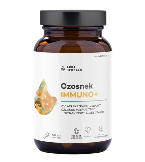 Aura Herbals - Garlic Immuno+ - 30 Days - 60 Caps – Aura Herbals förpackning