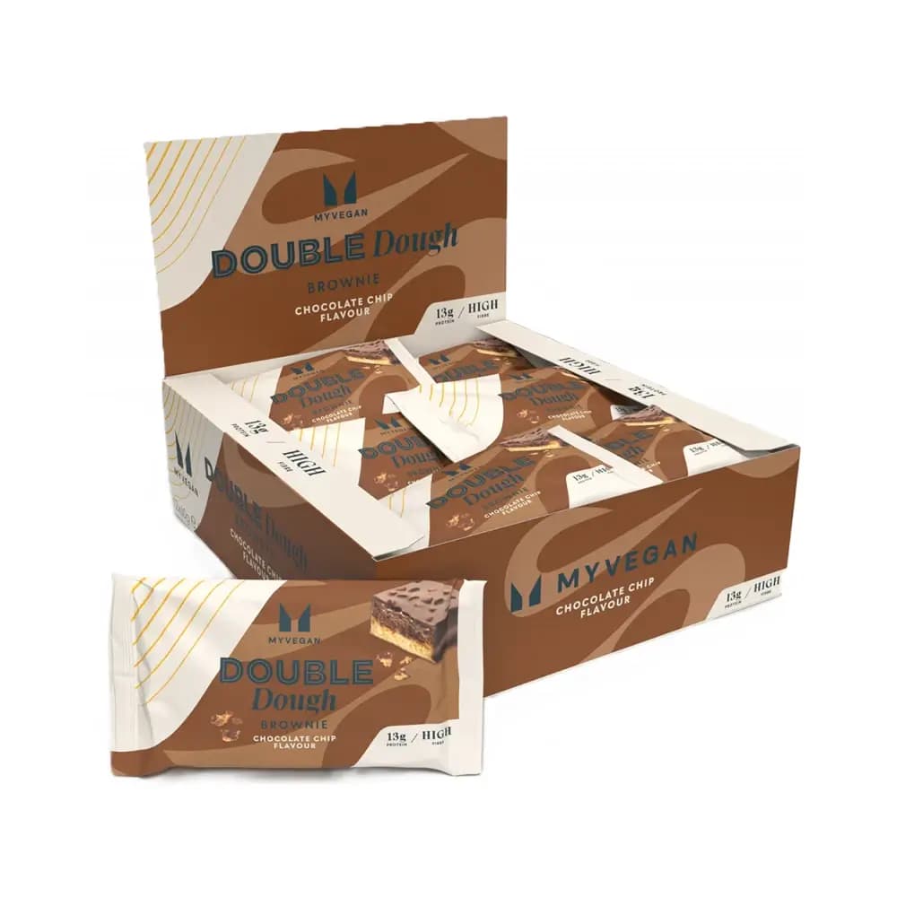 Myprotein - Vegan Double Dough Brownie (12x60g) - Chocolate Chip – Myprotein förpackning