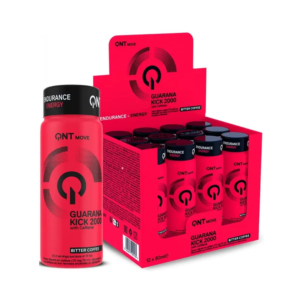 QNT - Guarana Kick Shot 2000mg (12x80ml) - Bitter Coffee – QNT förpackning
