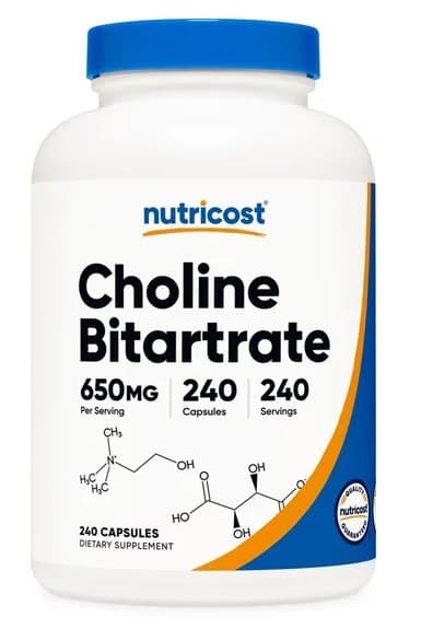 Nutricost - Kolin Bitartrat - 240 Kapslar – Nutricost emballage