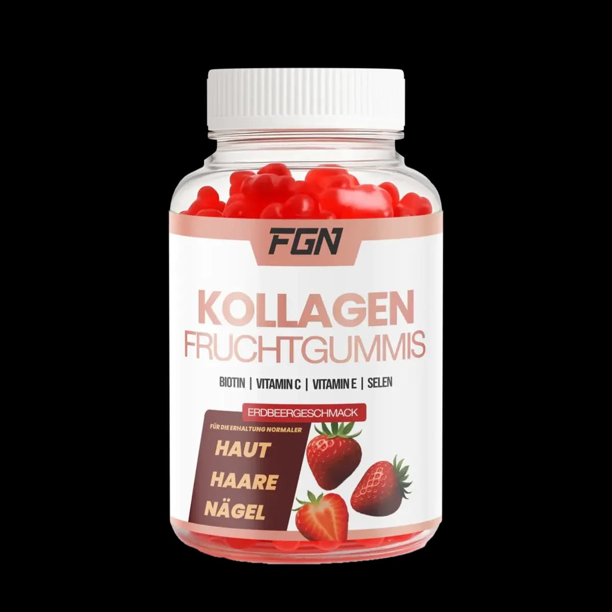 FGN - Kollageenikumikarkit - Mansikka, 60 kumikarkkia, 200 g – FGN pakkaus
