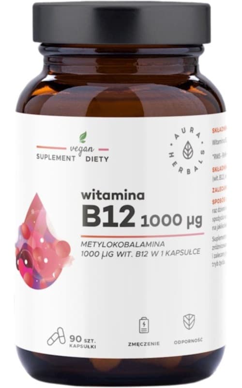 Aura Herbals - Vitamin B12 1000 µg Methylcobalamin – Aura Herbals förpackning