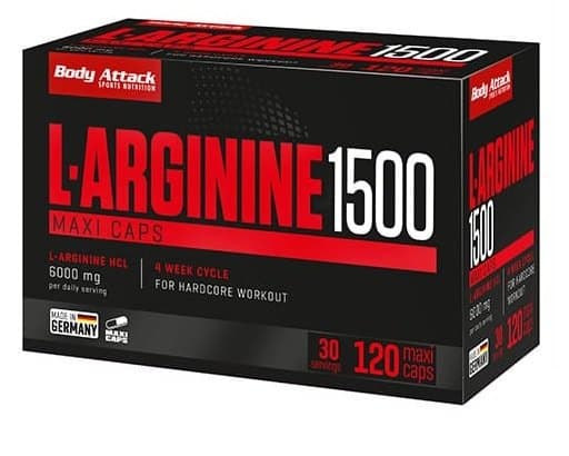 Body Attack - L-arginin 1500 - 120 kapslar – Body Attack förpackning