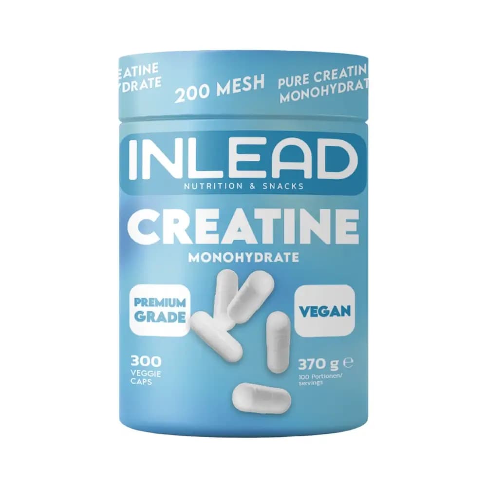 Inlead - Creatine Monohydrate Caps - Unflavoured - 370g / 300 veggie caps – Inlead förpackning