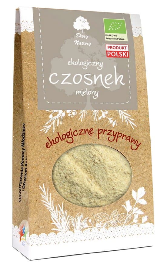 Dary Natury - Organic Ground Garlic - 50g – Dary Natury förpackning